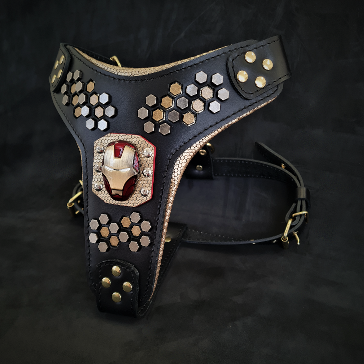 Hexagon Stud Leather Dog Harness — Medium to Giant Breeds