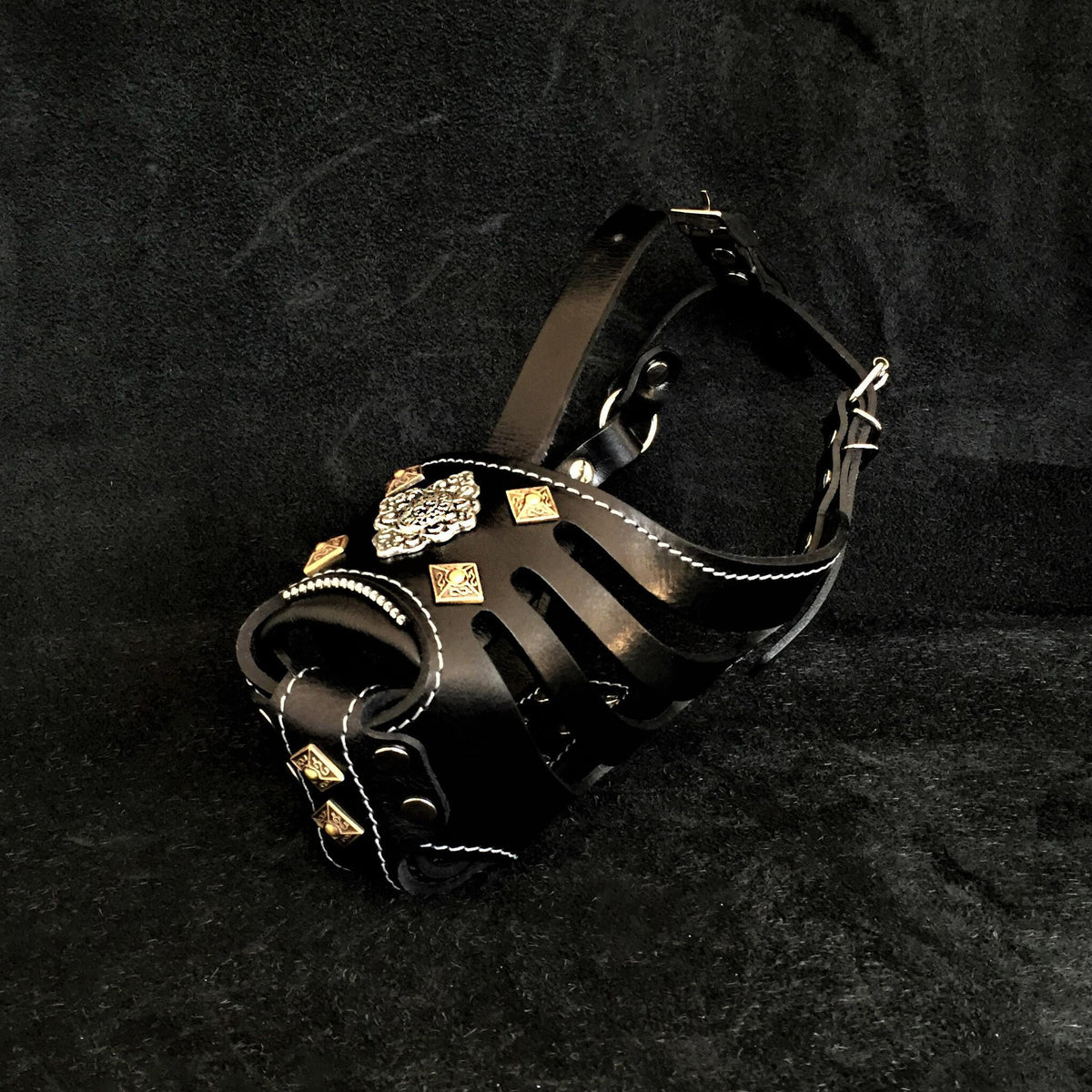 Aztec Leather Basket Muzzle — Black