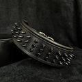 Black Giant Spiked Leather Dog Collar — 2.5"