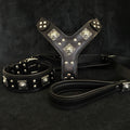 Eros Leather Set — Harness, Collar & Leash — All Black