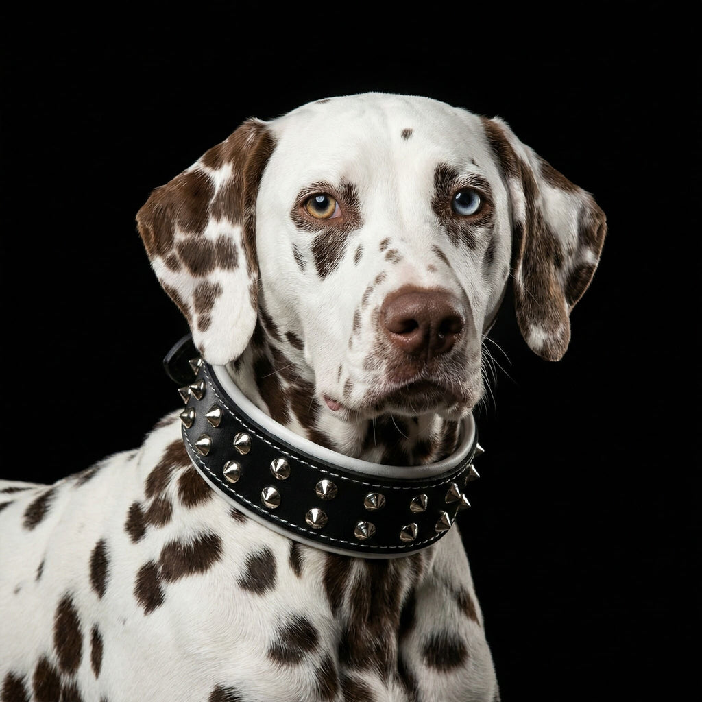 Boston Studded Leather Dog Collar — 4 Cushion Colours