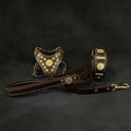 Maximus Small Dog Set — Harness, Collar & Leash, Brown & Gold