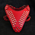 Star Studded Leather Dog Harness — Red, Brown or White