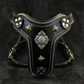 Aztec Leather Dog Harness — Black, Small to Medium