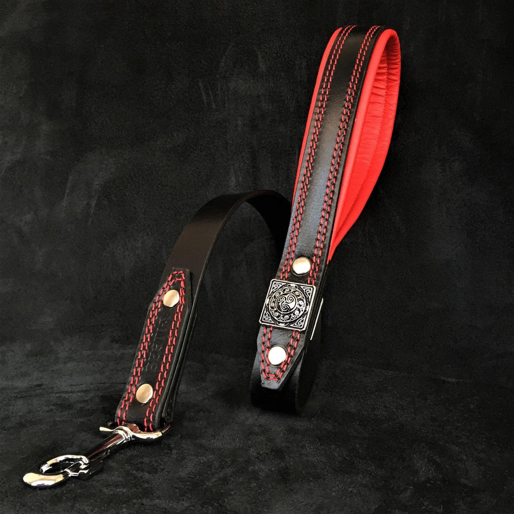 Eros Leather Dog Collar — 2.5" Black & Red