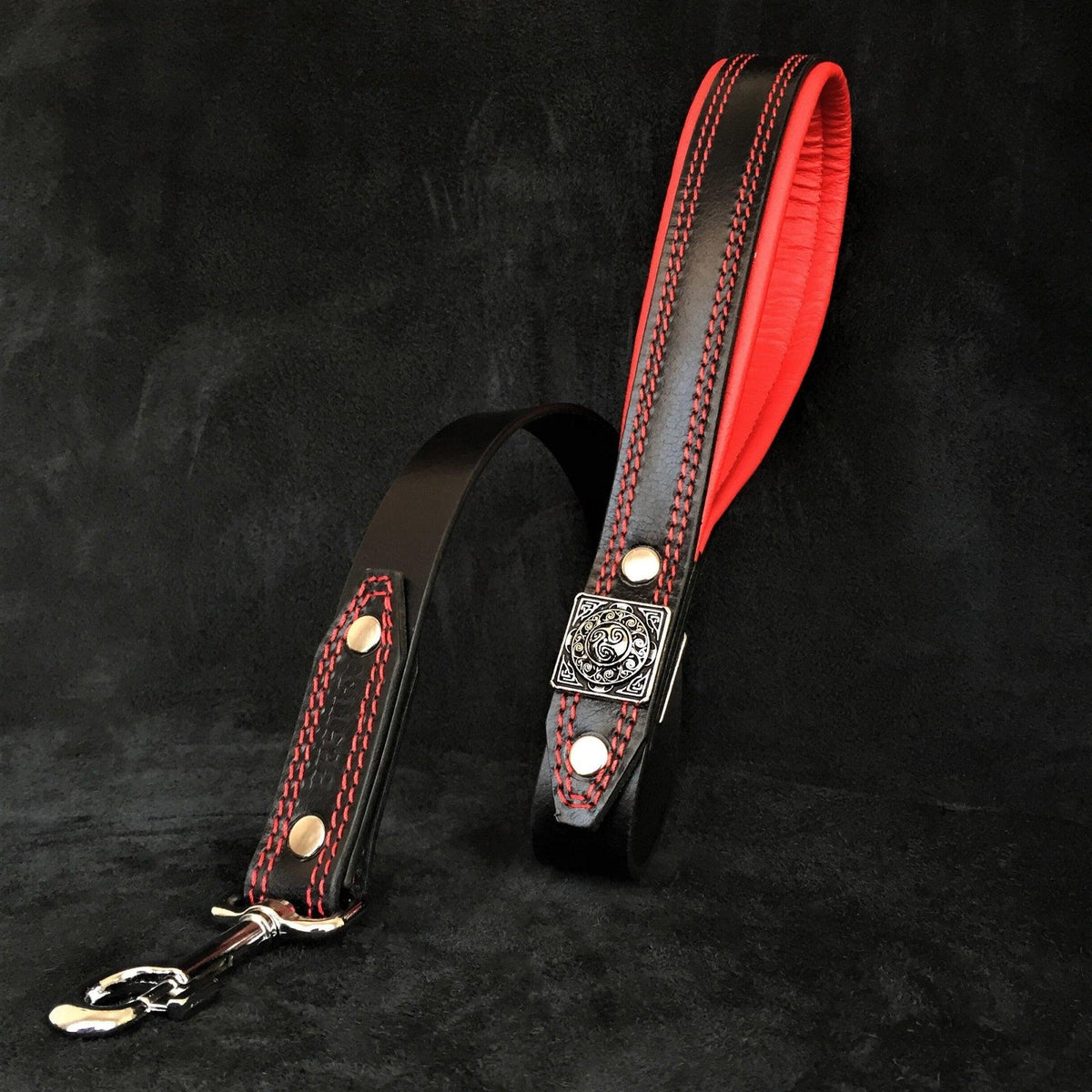 Eros Leather Dog Collar — 2.5" Black & Red