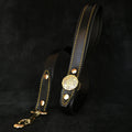 Maximus Leather Dog Leash — Black & Gold