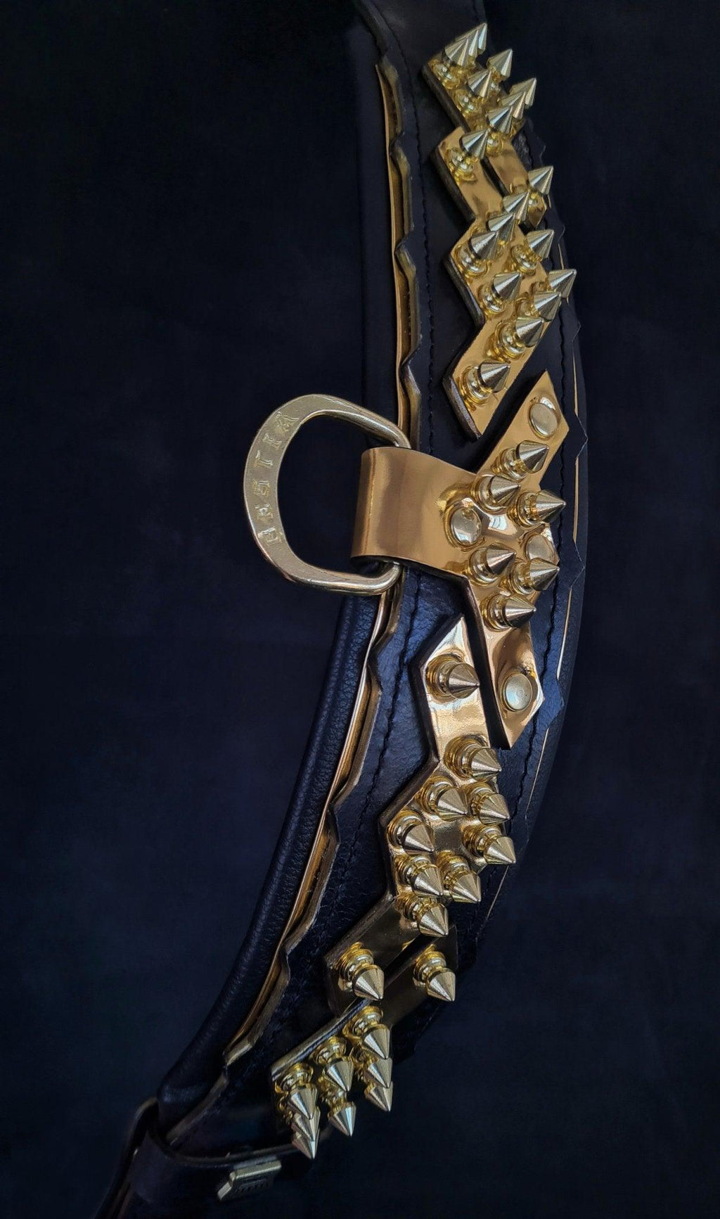 Midas Gold Spiked Leather Collar — 2.5"
