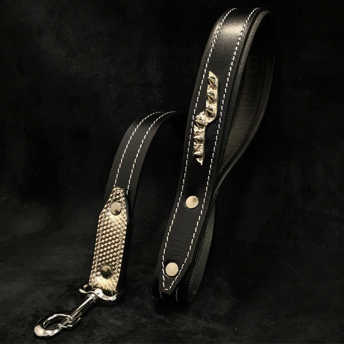 Platinum Dual-Tone Spiked Leather Collar