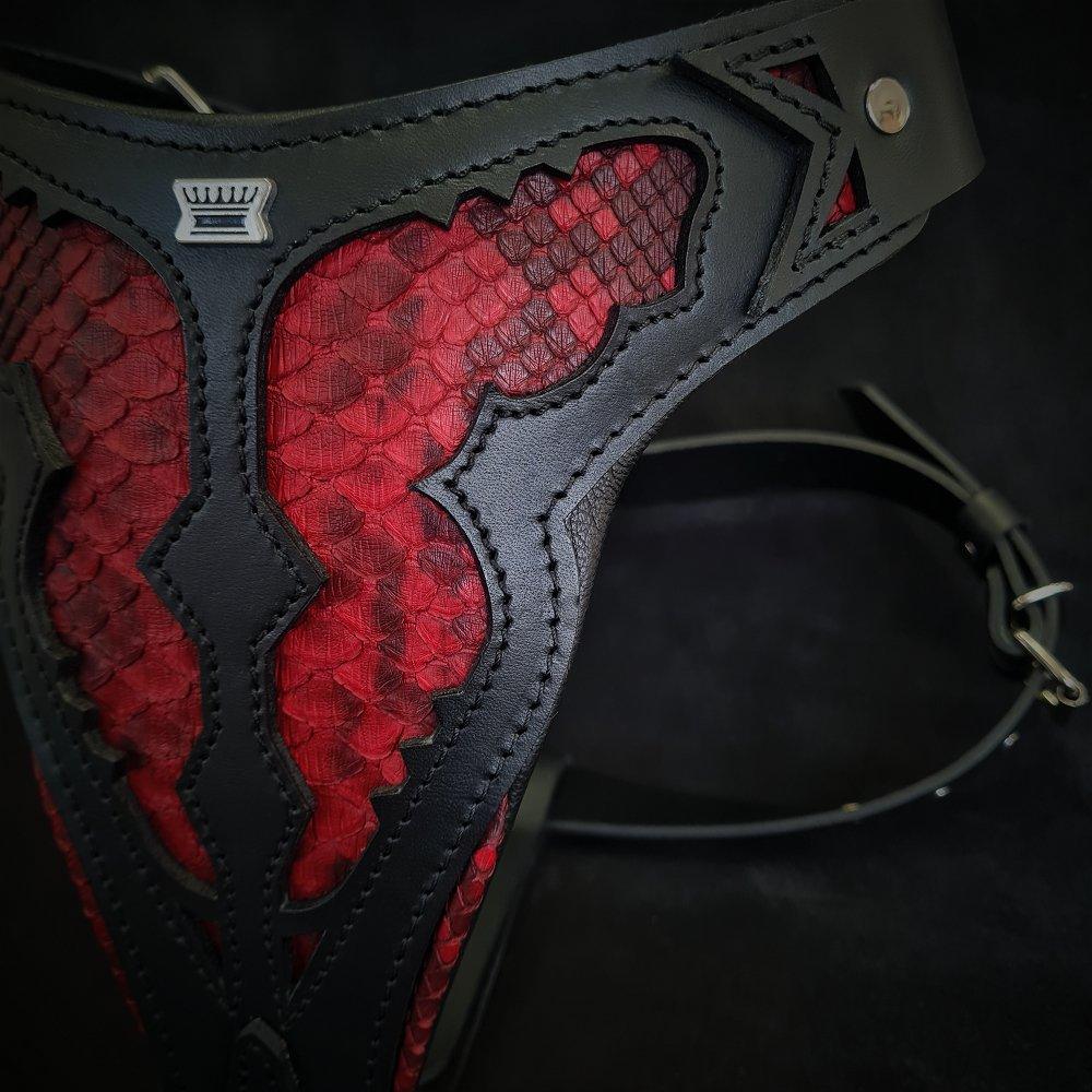 Red Dragon Leather Dog Harness — Made to Order
