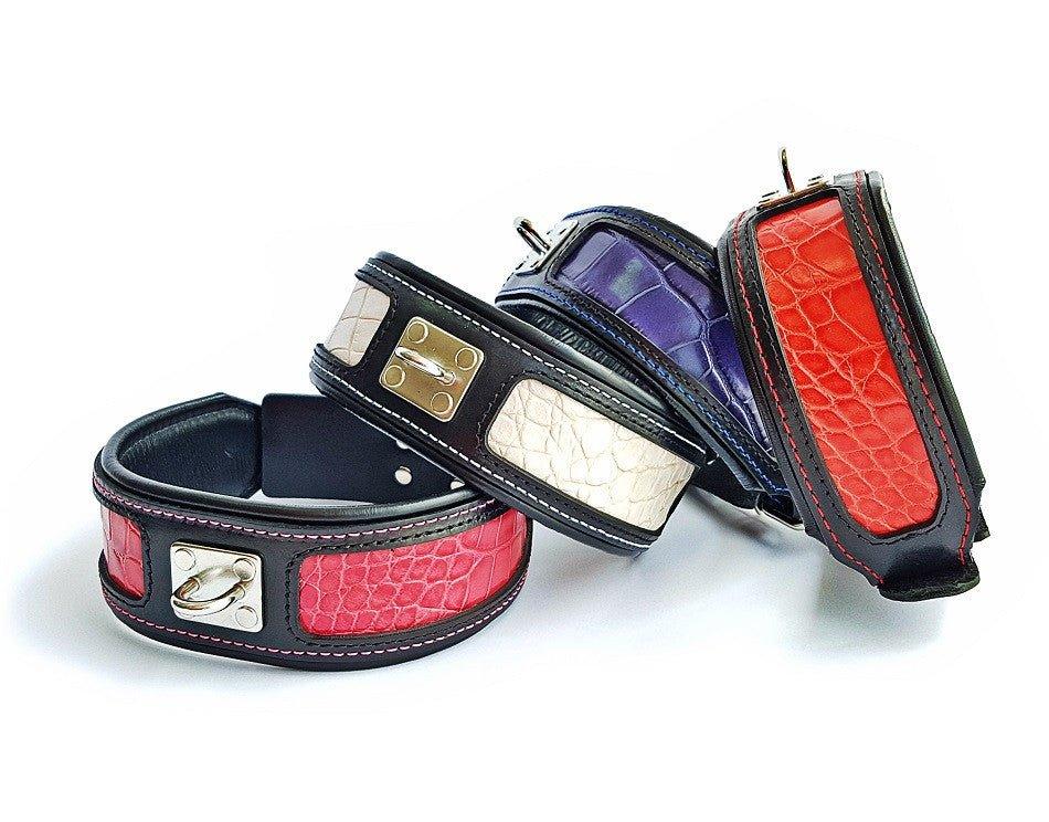 Reptile Embossed Leather Dog Collar — 2.5"