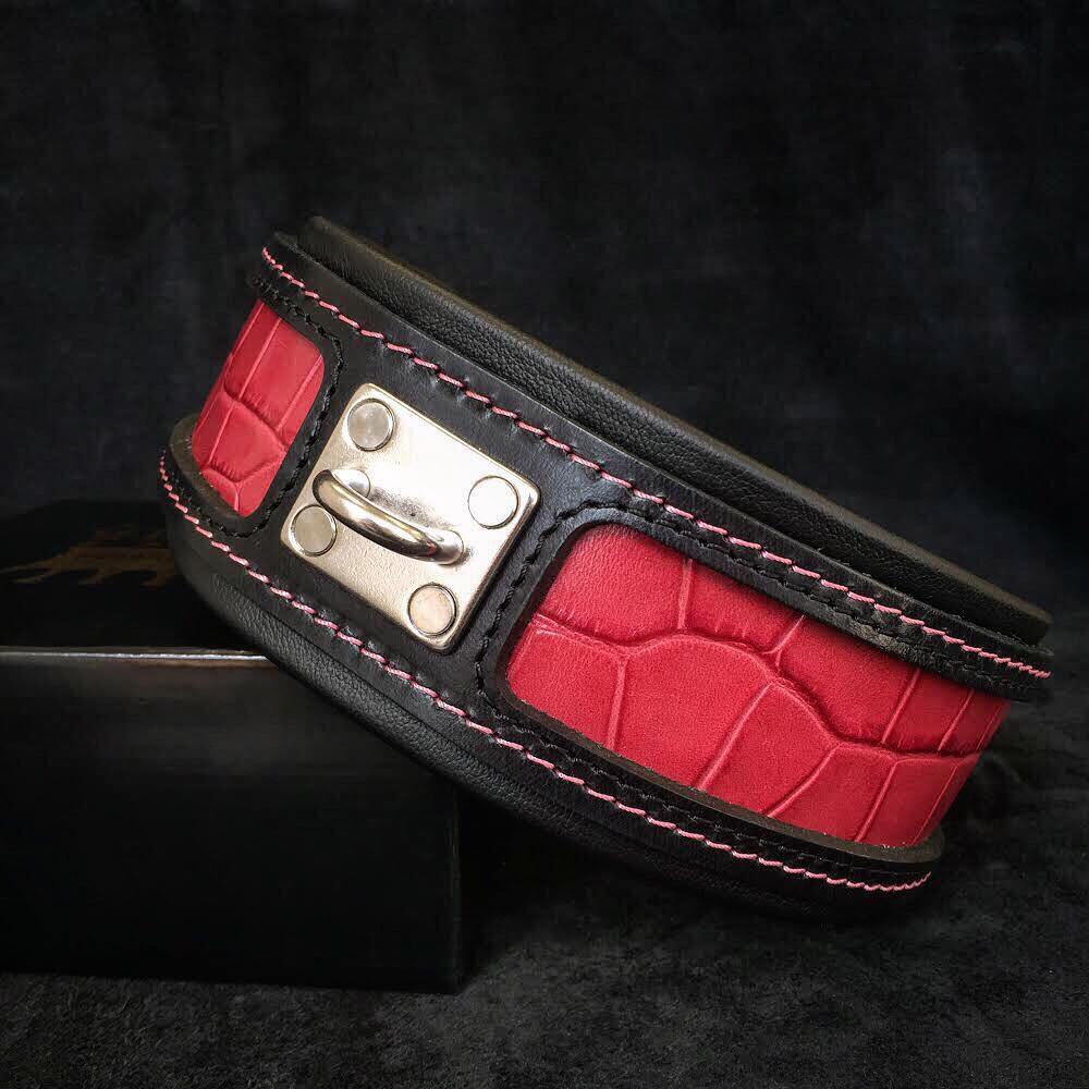 Reptile Embossed Leather Dog Collar — 2.5"