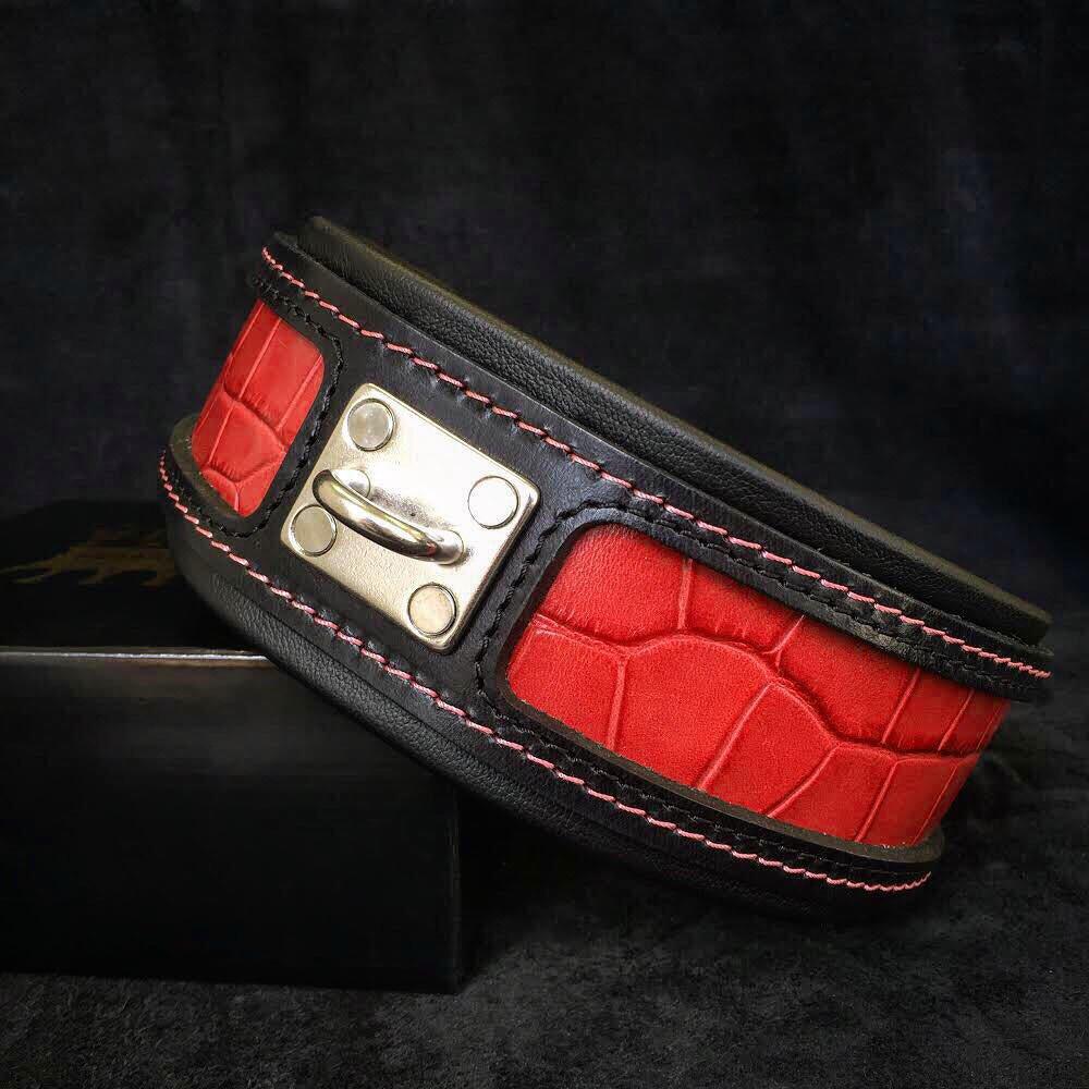 Reptile Embossed Leather Dog Collar — 2.5"