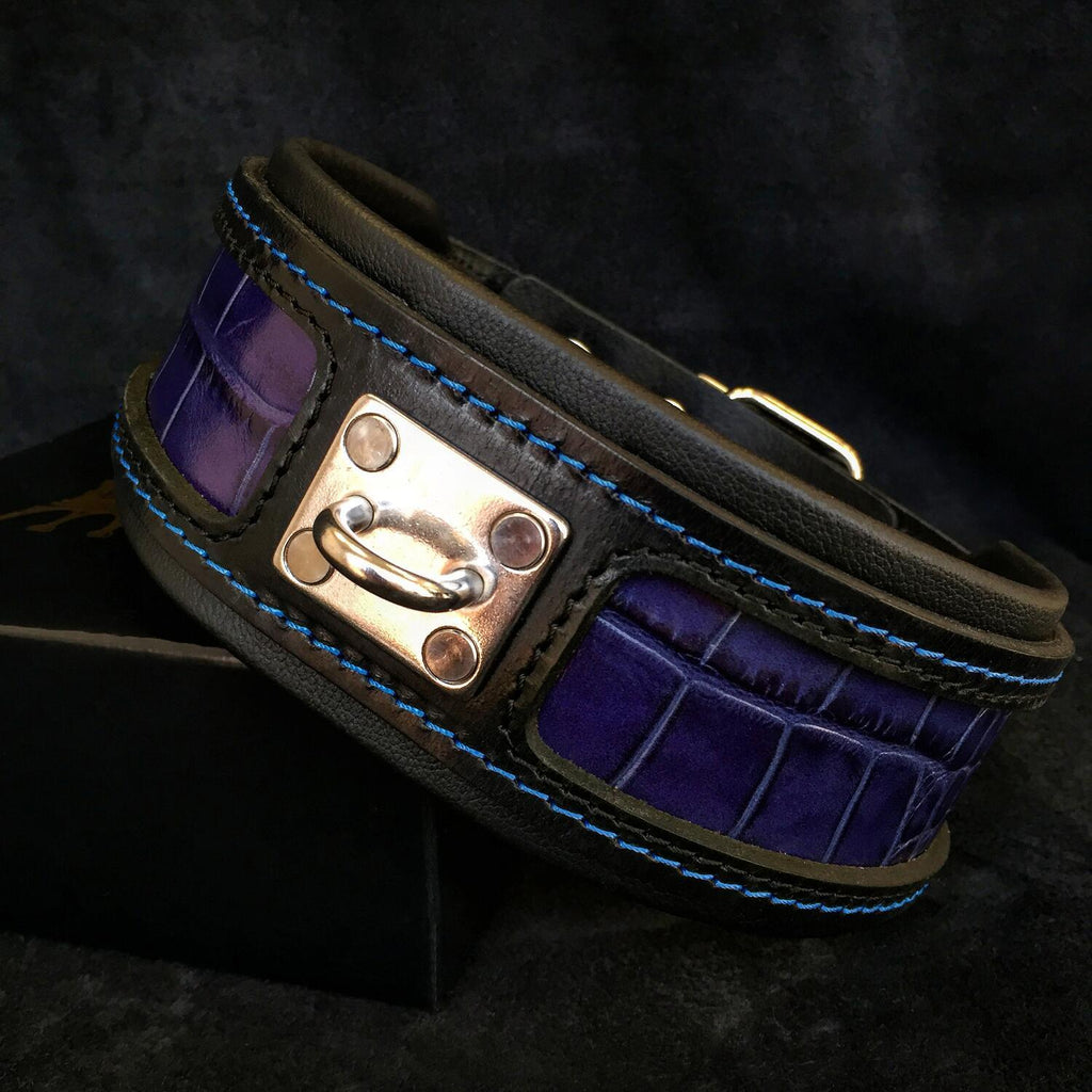 Reptile Embossed Leather Dog Collar — 2.5"