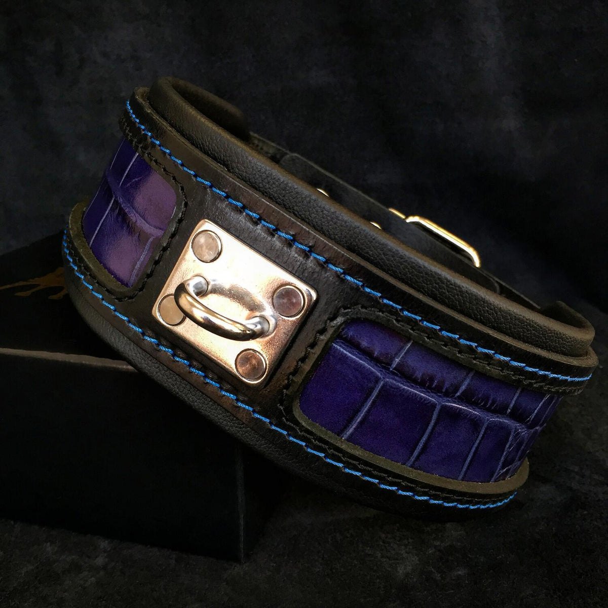 Reptile Embossed Leather Dog Collar — 2.5"